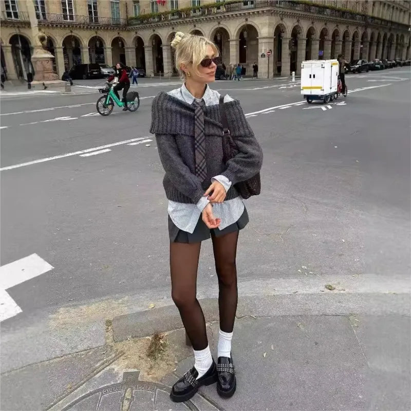 Retro Elegant Slash Sweater