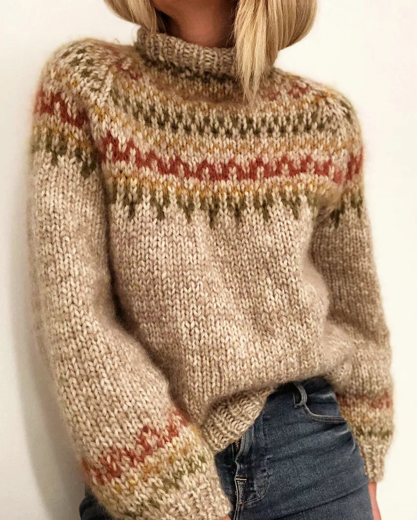 Print Turtleneck Sweater