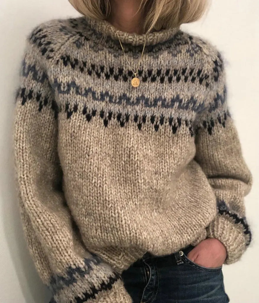 Print Turtleneck Sweater