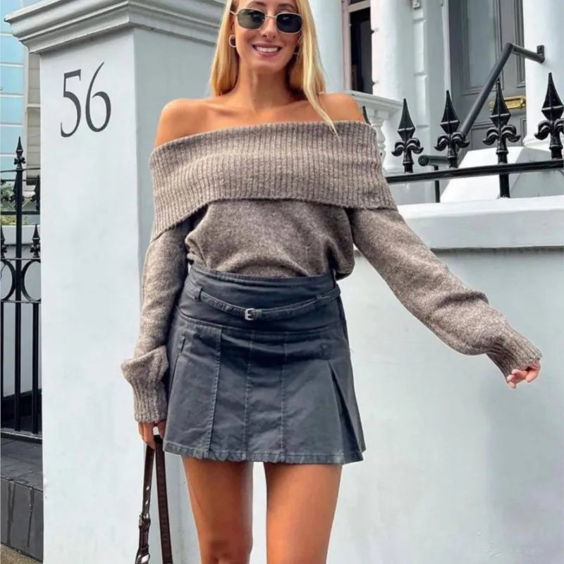 Retro Elegant Slash Sweater