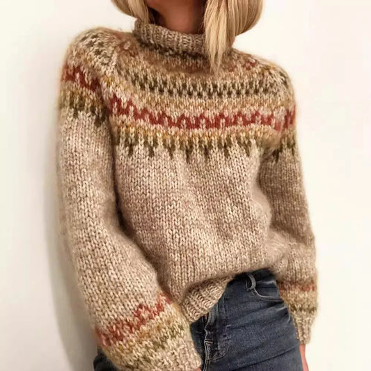 Print Turtleneck Sweater