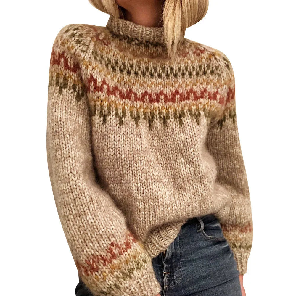 Print Turtleneck Sweater